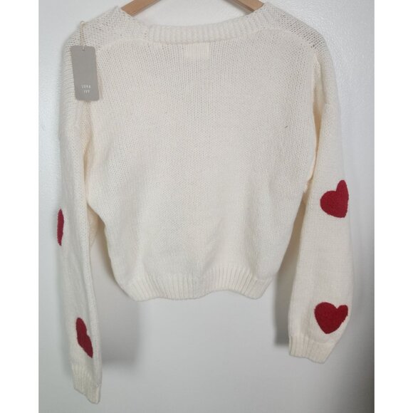 Luna Ivy Women's Sz. M Heart Button Up Long Sleeve Button Up Cardigan Sweater NW - Picture 6 of 6